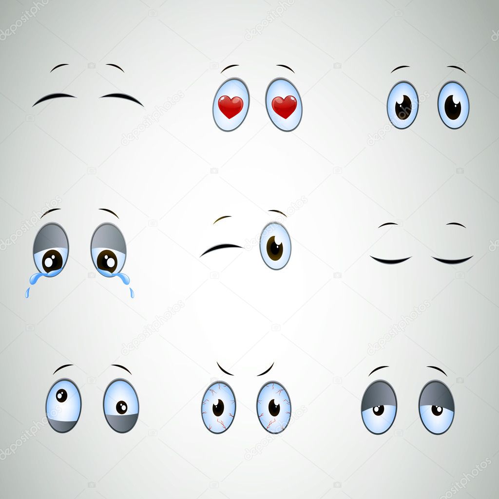 Funny Cartoon Eyes Stock Vector by ©ramonakaulitzki 26040845, image size:1024x1024