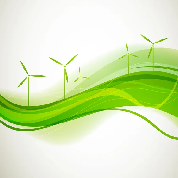 Green windmills — Stock Vector