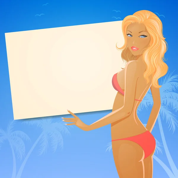 Sommermädchen im Bikini — Stockvektor