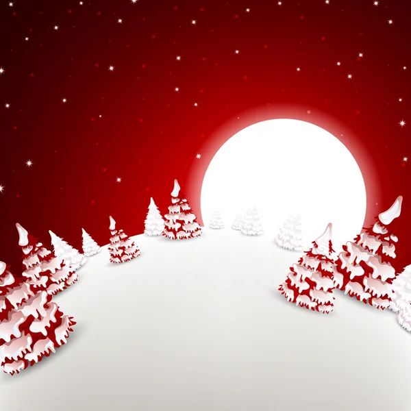 Escena de invierno - tarjeta de Navidad — Vector de stock