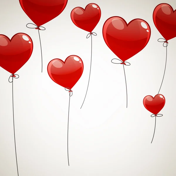 Fliegende Herzballons — Stockvektor