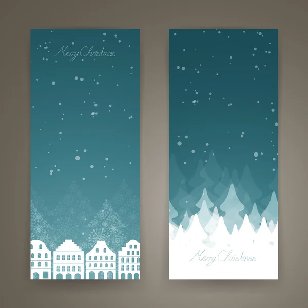 Χειμωνιάτικο σκηνικό - Χριστουγεννιάτικη κάρτα — Διανυσματικό Αρχείο