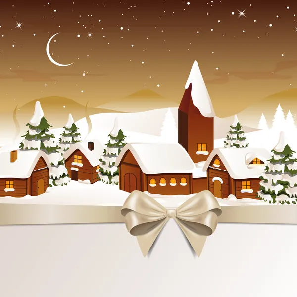 Winters tafereel - kerstkaart — Stockvector