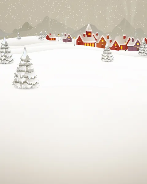 Zimowa scena - kartki świąteczne — Wektor stockowy