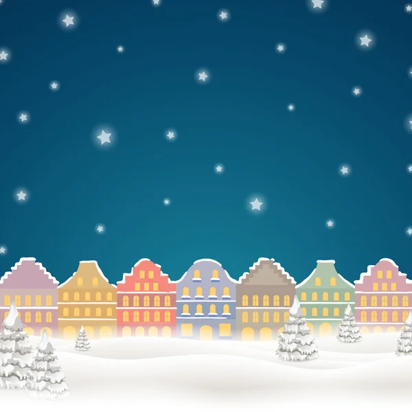 Winters tafereel - kerstkaart — Stockvector