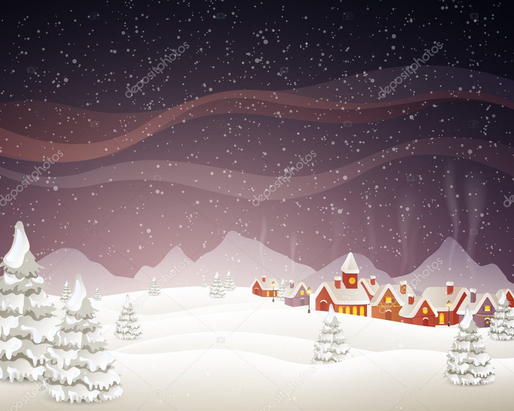 Winter scene - christmas card