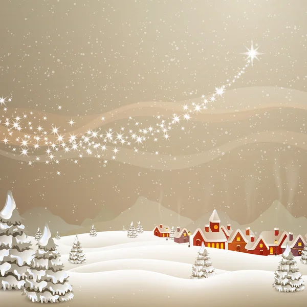 Winters tafereel - kerstkaart — Stockvector