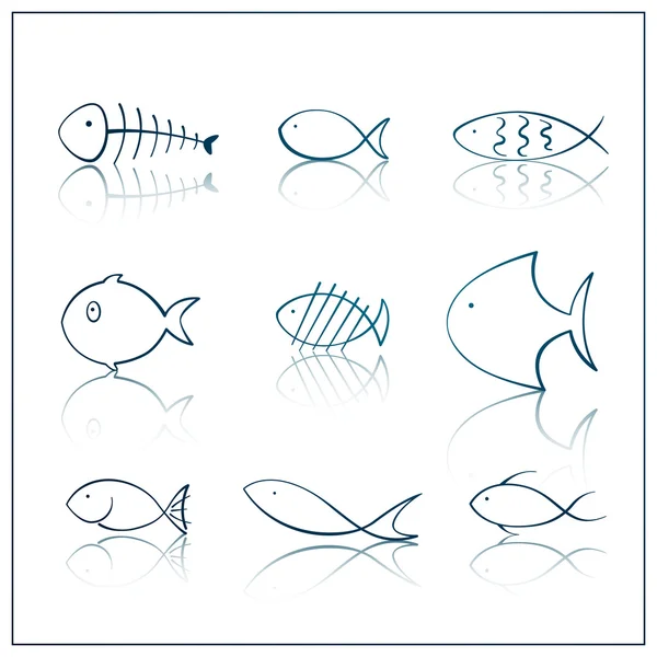 Icônes de poisson — Image vectorielle