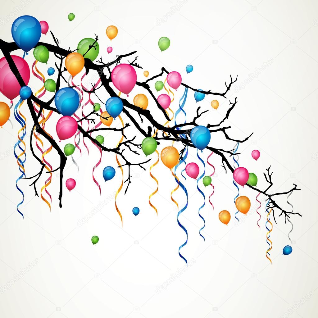Branch with balloons