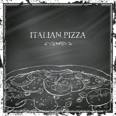 vektör İtalyan pizza poster üzerinde siyah yazı tahtası