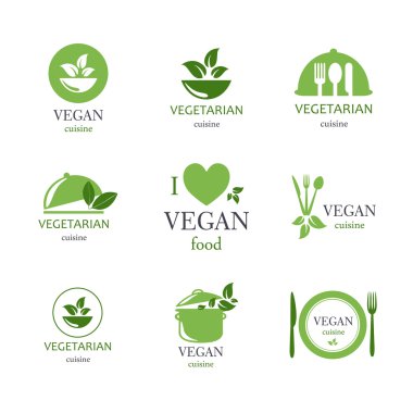 vejetaryen ve vegan gıda Amblemler vektör