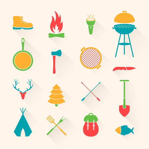 Vector Camping Equipment Icons — Stock Vector