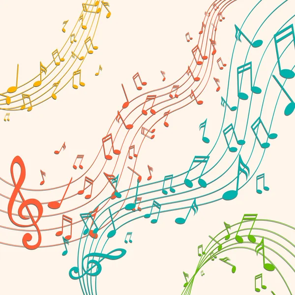 Fondo vectorial con notas musicales coloridas — Vector de stock