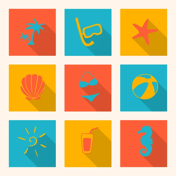 Vector Verano Iconos de vacaciones — Vector de stock