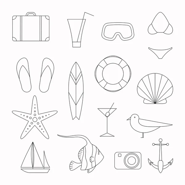Vector Summer Vacation Icons — Stock Vector