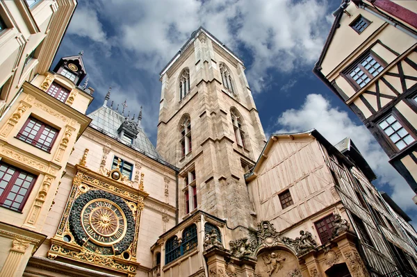 Clock in the Rue du Gros-Horloge, Rouen, France — Stock Photo, Image