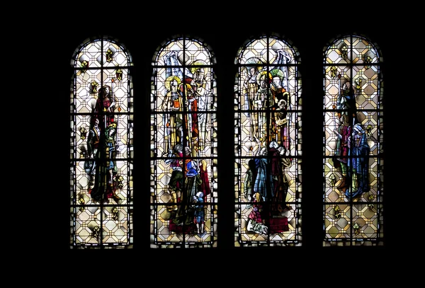Vitráž windows saint-malo katedrála, Bretaň, Francie — Stock fotografie