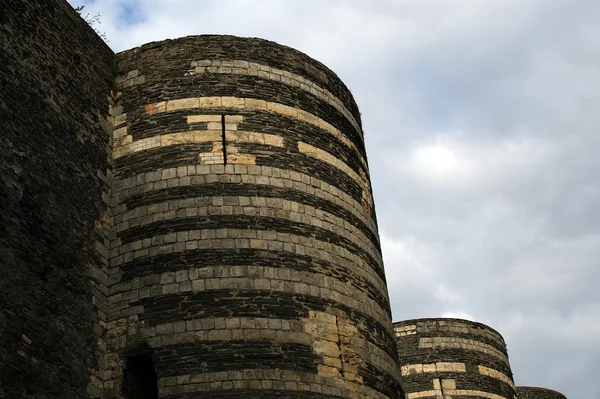 Exterior do Castelo Angers à noite, cidade de Angers, França — Fotografia de Stock