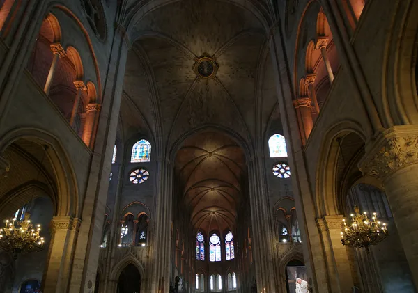 A belső tér a Notre Dame de Paris, Franciaország — Stock Fotó