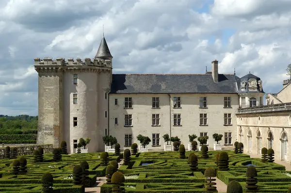 Chateau Villandry och dess trädgård, Loiredalen, Frankrike — Stockfoto