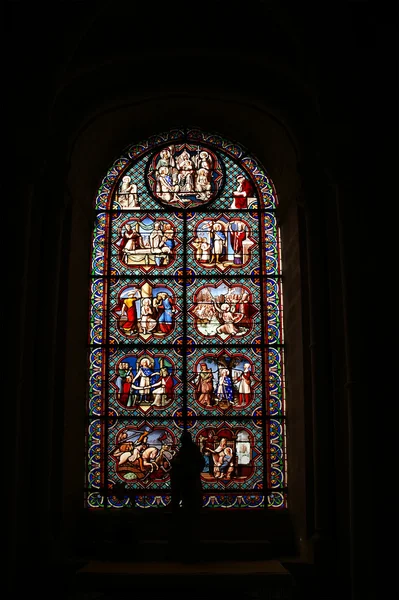 Catedral de Senlis (Picardía, Francia), vitral — Foto de Stock