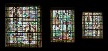 Stained glass window. Benedictine Palace Museum clipart