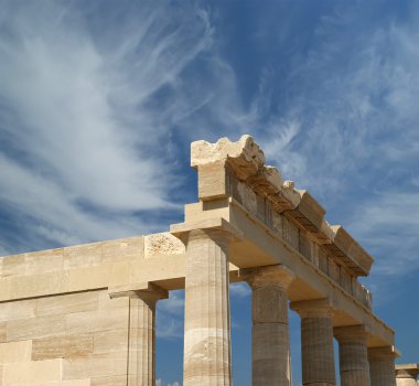 kısmen yeniden athena Tapınağı lindia, Rodos, Yunanistan