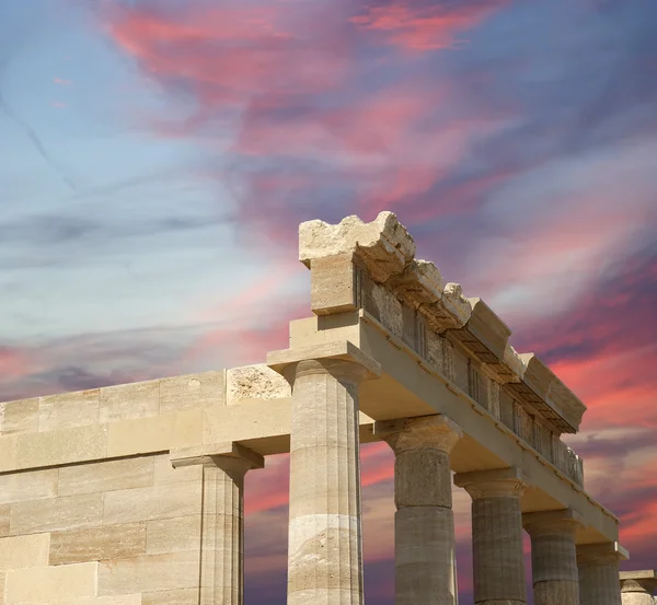 Partially rebuilt temple of Athena Lindia, Rhodes island, Greece — Stock Photo, Image