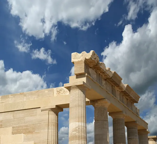 Partially rebuilt temple of Athena Lindia, Rhodes island, Greece — Stock Photo, Image