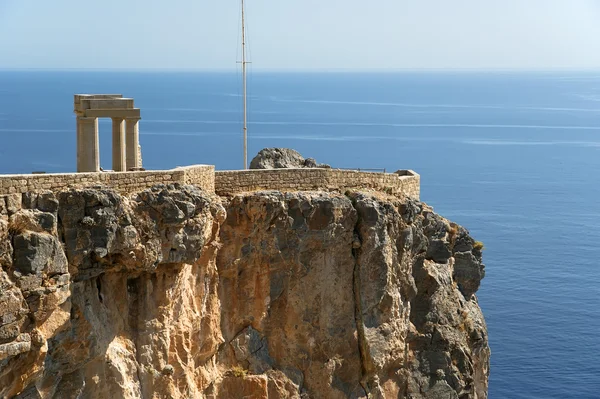 部分的に再建されるアテナ神殿 lindia, ロードス島, ギリシャ — ストック写真