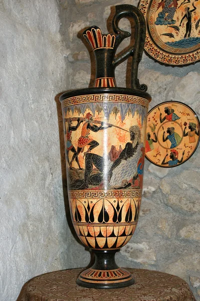 Céramique boutique de souvenirs, vases traditionnels grecs — Photo