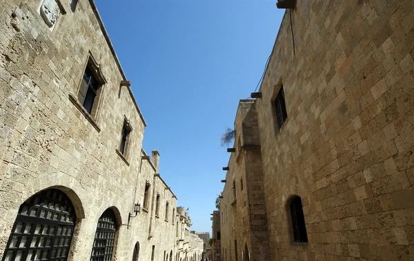 Viale medievale dei Cavalieri, Cittadella di Rodi, Grecia — Foto Stock