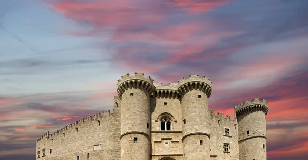 Rhodos medeltida riddare castle (palatset), panoramautsikt, Grekland — Stockfoto