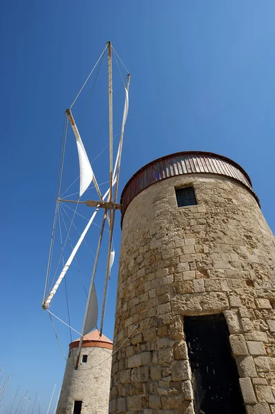 Old Rhodes windmills, Greece — Stock Photo, Image