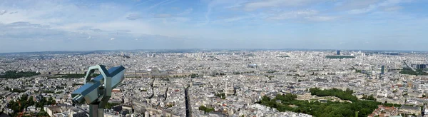 Távcső viewer és a city skyline, a nappali. Paris, Franciaország — Stock Fotó