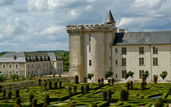 Chateau Villandry och dess trädgård, Loiredalen, Frankrike — Stockfoto