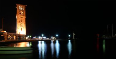 Rodos Adası landmark, mandraki port, Yunanistan.