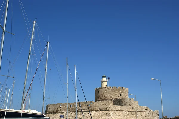 Rhodes turm von st. nicholas, griechenland — Stockfoto