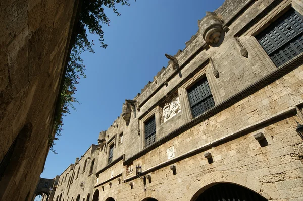 Avenida Medieval de los Caballeros, calle de la Ciudadela de Rodas, Grecia —  Fotos de Stock