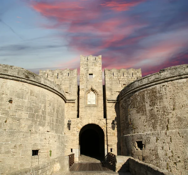 Mura medievali della città di Rodi, Grecia — Foto Stock