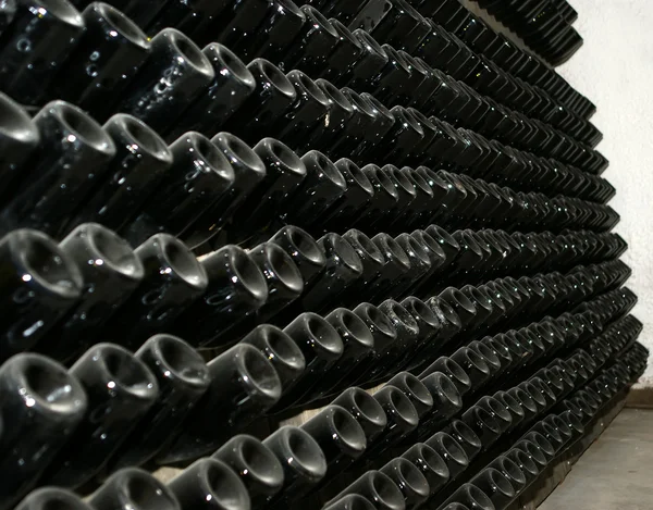 Şarap şişeleri perspektif — Stok fotoğraf