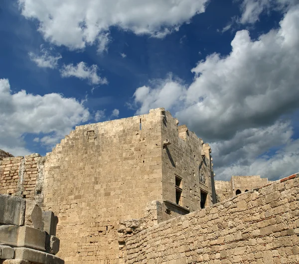 Linods Akropol na starożytne wykopaliska archeologiczne rhodos, Grecja — Zdjęcie stockowe