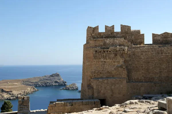 Linods Akropolis på rhodos antika arkeologiska platsen, Grekland — Stockfoto