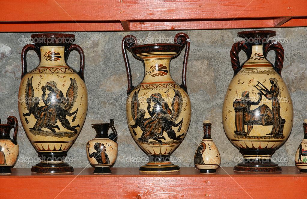 Ceramics souvenir shop, traditional Greek vases Stock Photo by ©VLADJ55 20573047