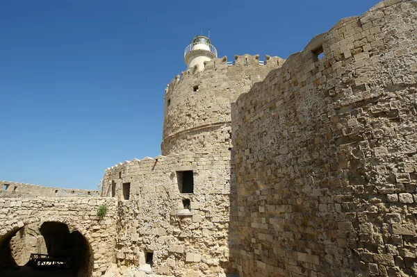 Rhodes turm von st. nicholas, griechenland — Stockfoto