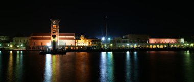 Rodos Adası landmark, mandraki port, Yunanistan