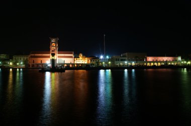 Rodos Adası landmark, mandraki port, Yunanistan