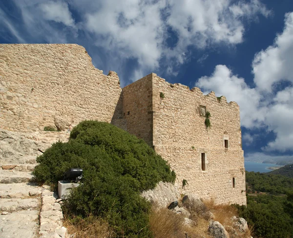 Medeltida slottet kritinia i Rhodos Grekland, Dodekanisos — Stockfoto