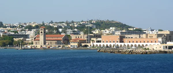 Vista de la ciudad medieval de Rodas desde el mar — Foto de Stock