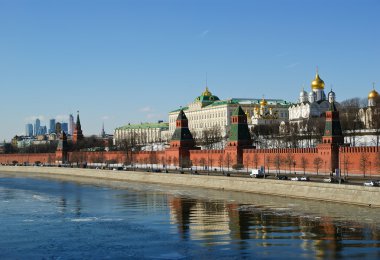 Moskova kremlin güneşli kış gününde, Rusya Federasyonu